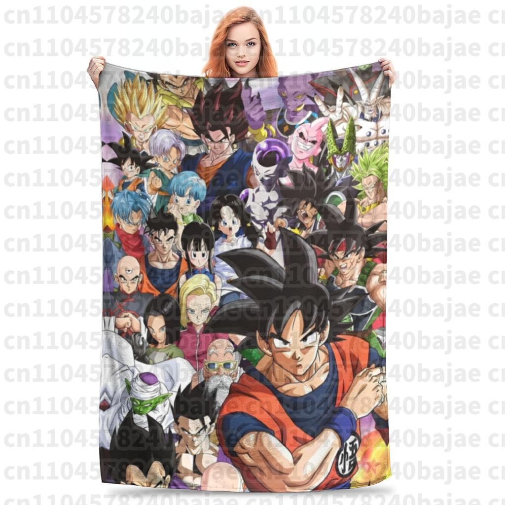 Dragon Ball Z Knitted Blanket Flannel Anime Son Goku Soft Throw Blankets for Bed Bedroom Quilt
