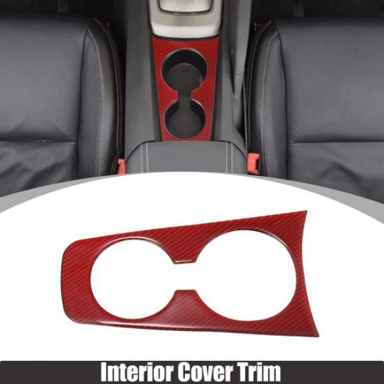 Red Carbon Fiber Car Cup Holder Cover Frame Trim for Chevrolet Camaro 2010-15