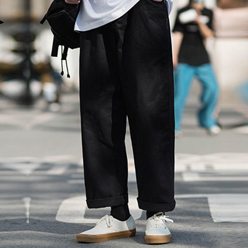 Casual Solid Color Loose Straight Fashion Comfortable Pants Capable Simplicity Handsome Elastic Waist Lacing Men's Clothing 2026