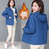 Women's Fleece Jacket Autumn Winter Short Thick Warm Zipper Jacket Loose Women's Hooded Coat Plus Size