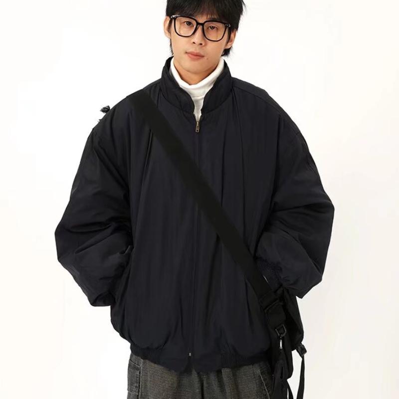 2025 Winter Silhouette Design Cotton Jacket Mens American Trend Thickened Warm Pilot Parkas Solid Zipper Bomber Outwear Unisex