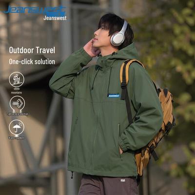 Jeanswest Unisex Outdoor Windproof Waterproof Hooded Fleece-Lined Jacket