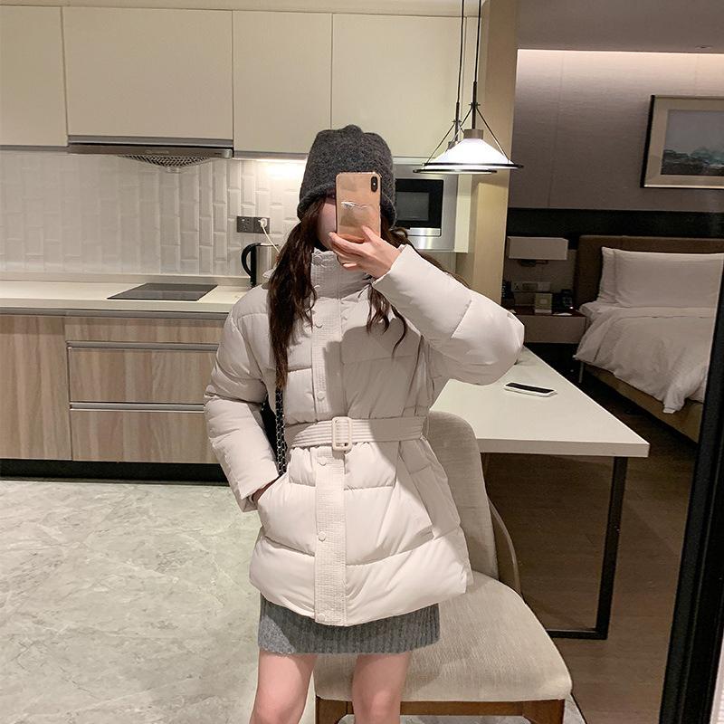 New Hooded Versatile Fashion Women's Cotton-padded Clothes, Cotton-padded Clothes, Belt Models, Thin and Foreign-looking Cotton-padded Jackets
