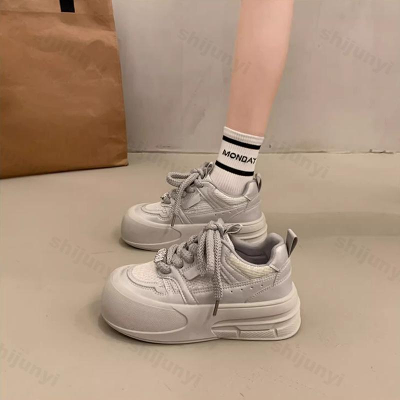 Women's Platform Sneakers  Autumn New Outdoor Non Slip Comfortable Casual Shoes Height Increase Fashion Lace Up Board Shoes