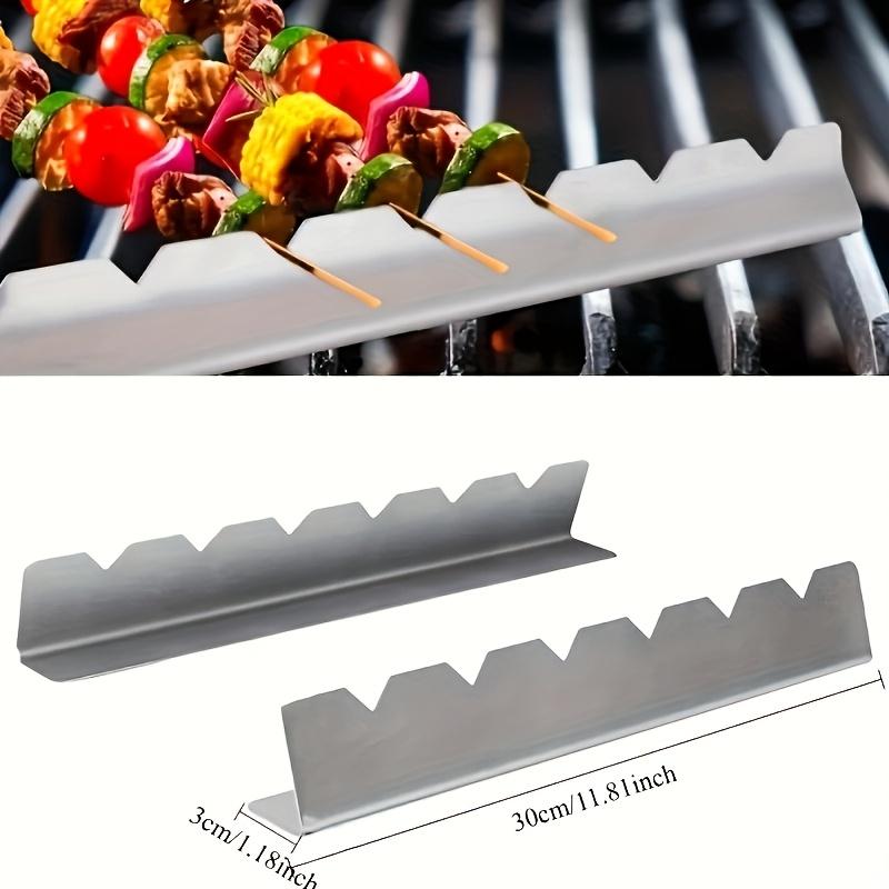 2PCS Stainless Steel BBQ Skewers Rack Set Heat Resistant Outdoor Barbecue Kabob Holder Spits Stand