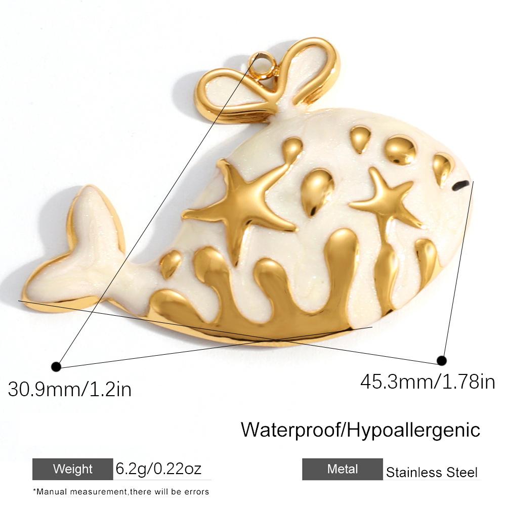 Sommer Meeresstil Bunter Muschel Seestern Anhänger 18K Vergoldeter Edelstahl Geschenk Schmuck