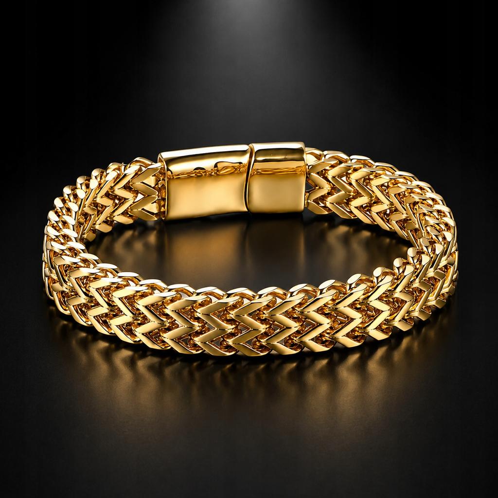 THICK Men' Gold Bracelet Full Armor Italian Royal Gift