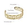 Minimalista Estilo Vazado Ouro 18K Padrão Vazado Pulseira Ajustável Retro Aço Inoxidável Pulseira Aberta Joia