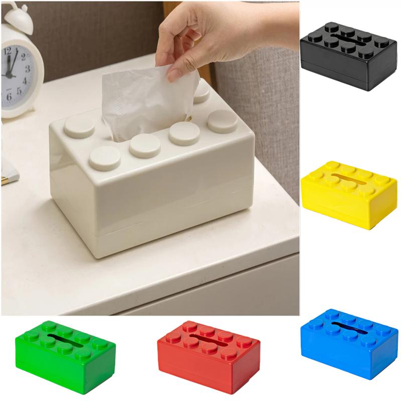 Bausteine Taschentuchbox Stanzfrei Wandmontiert Kreative Taschentuchbox mit Feder Zuhause Büro Badezimmer Wasserdichte Taschentuchbox
