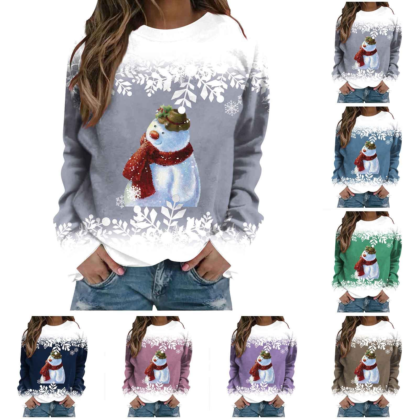 

Женская мода Свободная повседневная толстовка с длинным рукавом и круглым вырезом с принтом