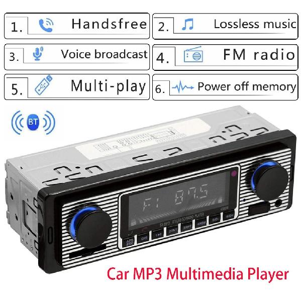 Car Stereo Bluetooth Retro FM Radio Player Receiver Hands-Free WMA/WAV/AUX/MP3