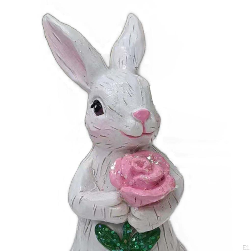 Resin Rabbit Statue Cute Sculpture Artistic Bunny Sculpture,Ornament Bouquet of for