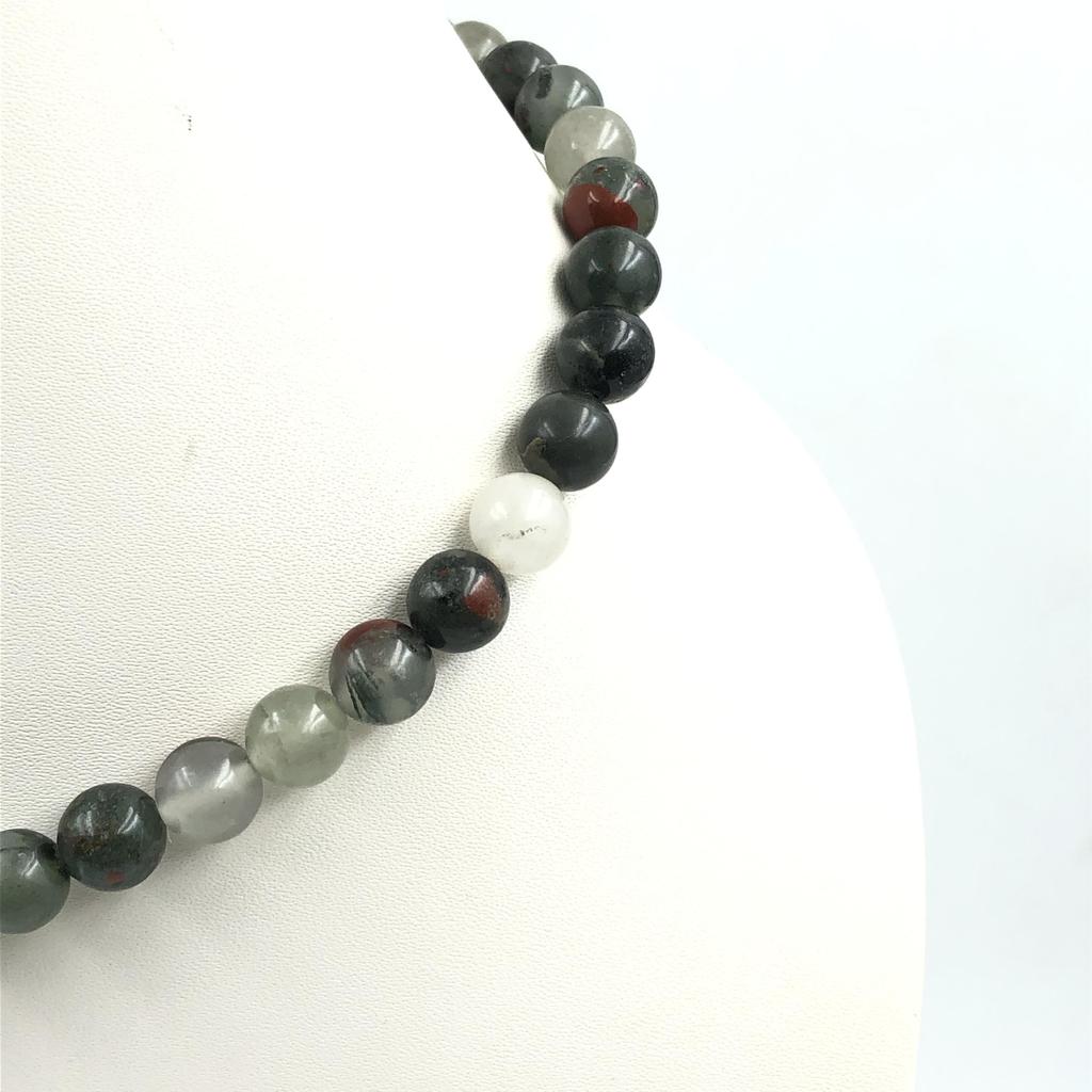 Natural Red Bloodstone Gemstone Round Beads Jewelry Handmade Pretty Adjustable Necklace 17-20" For Women 8BN-18