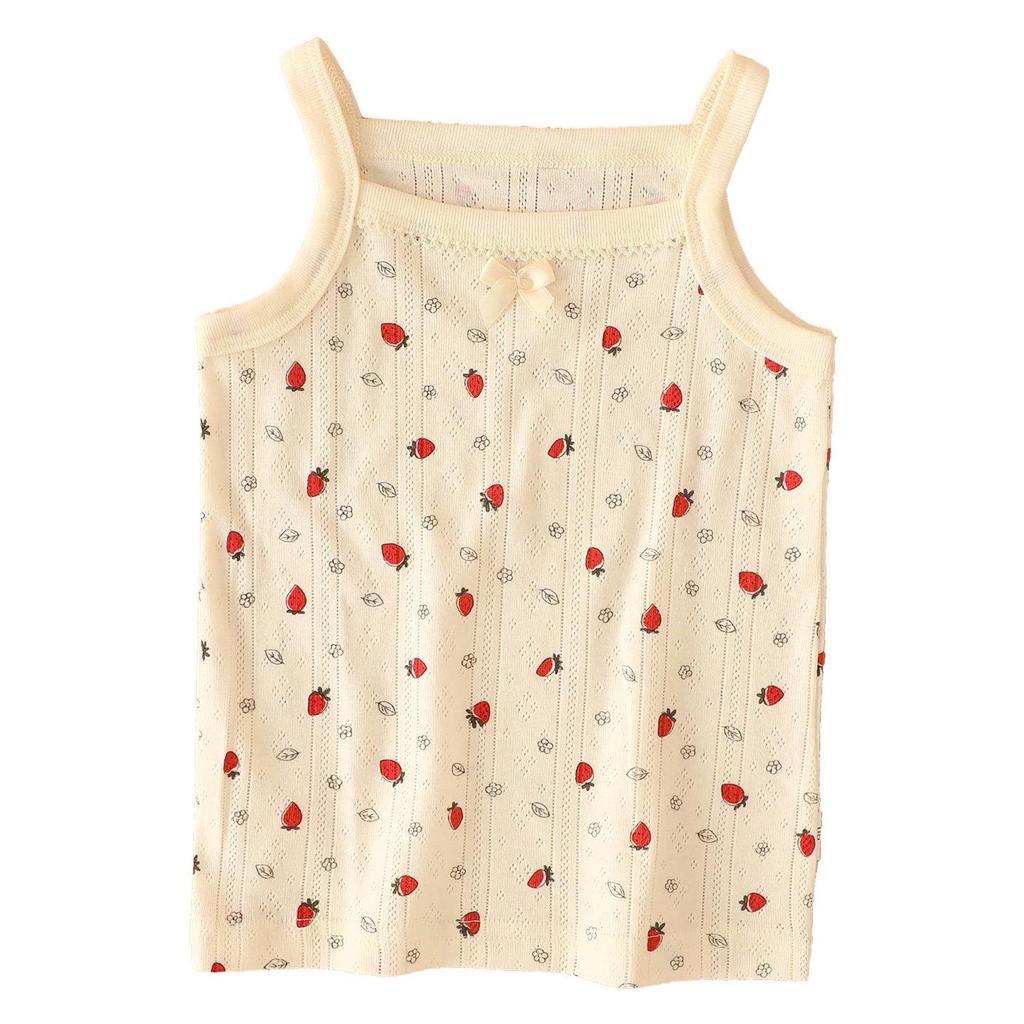 2-Piece Girls' Cotton Tank Top Summer Mesh Vest Sleeveless Pajama Baby Tops