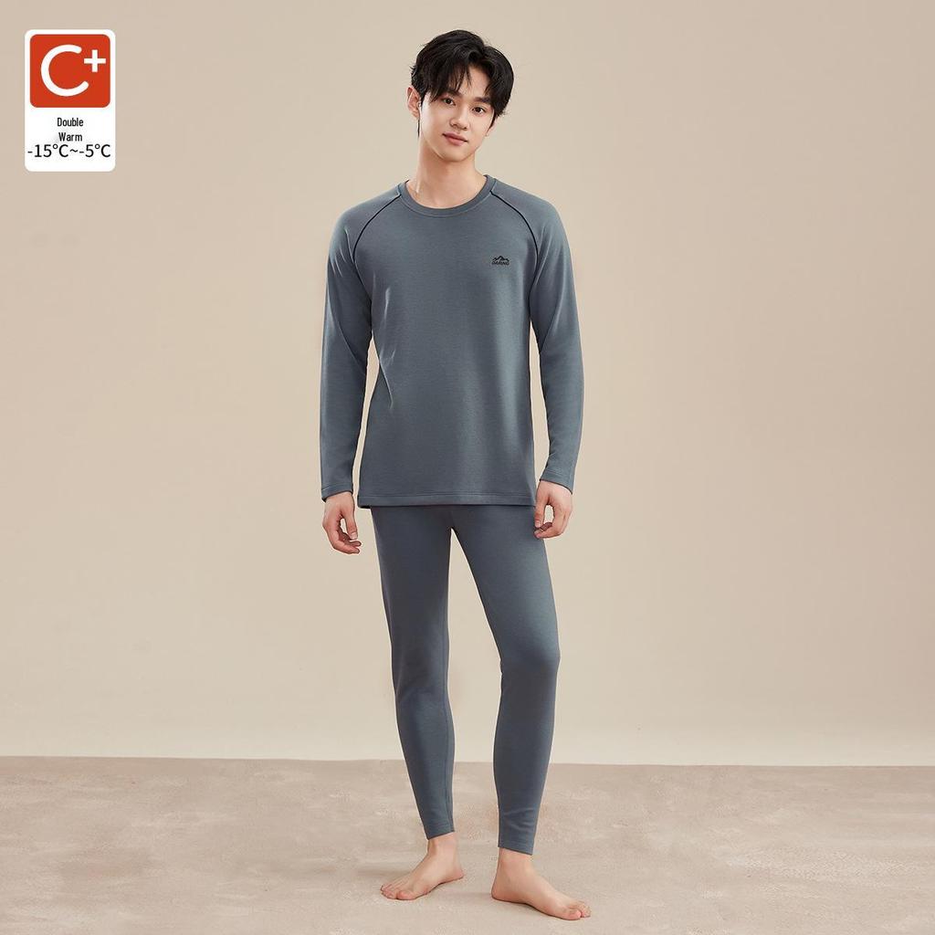 Men's 2025 Wool Silk Protein Thermal Underwear Set - German Velvet, Fleece-Lined, Extra Thick for Autumn