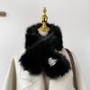 Soft waxy wind thickened solid color fluffy scarf to keep warm imitation Rex rabbit hair cross scarf plush collar women
