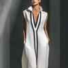 Summer New Sleeveless Slim Fit Stand up Collar Dress