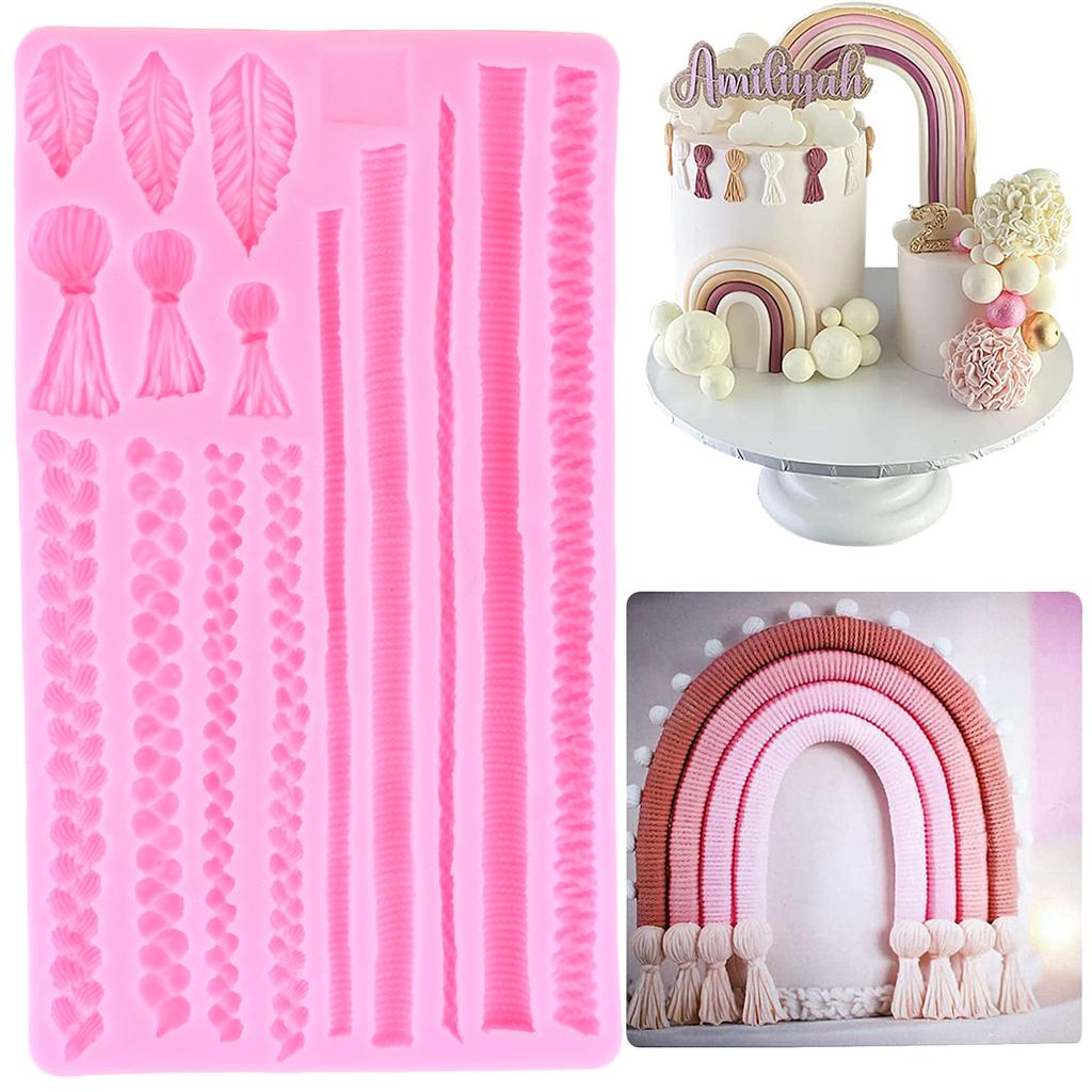 Twist Rope Fondant Mould Macrame Tassel Silicone Moulds Sugarcraft Baking Tools Cake Border Cake Decorating Tools Candy Clay Chocolate Moulds