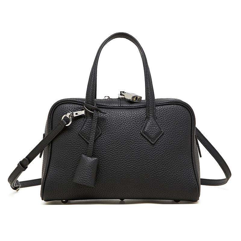 Imported TC Top Layer Cowhide Versatile Commuter Handbag Genuine Leather Boston Pillow Bag Textured Single Shoulder Women's Bag