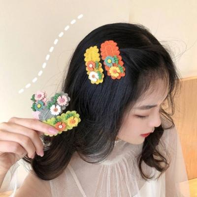 5Pcs Kids Hairpin Knitted Flower Decor Side Bang Hair Clips Gentle Non-Pulling BB Clips Birthday Party