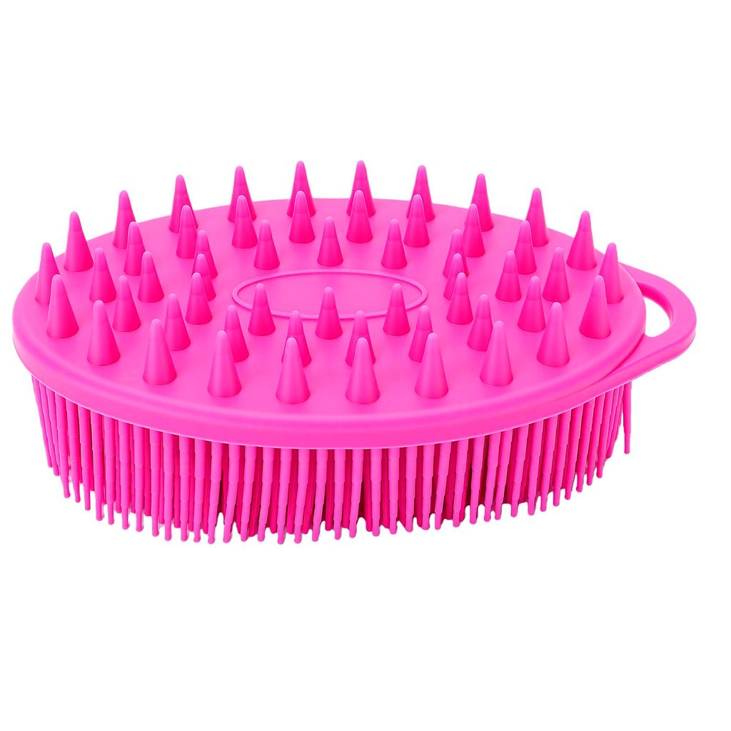 Double Sided Shampoo Brush Exfoliating Massage Silicone Hair Wash Brush with Hanging Hole