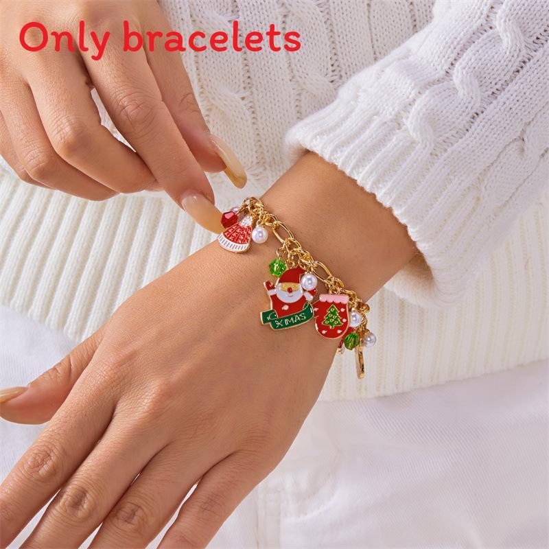 Christmas Santa Pendant Bracelets With Multicolor Candy Charms For Holiday Gift