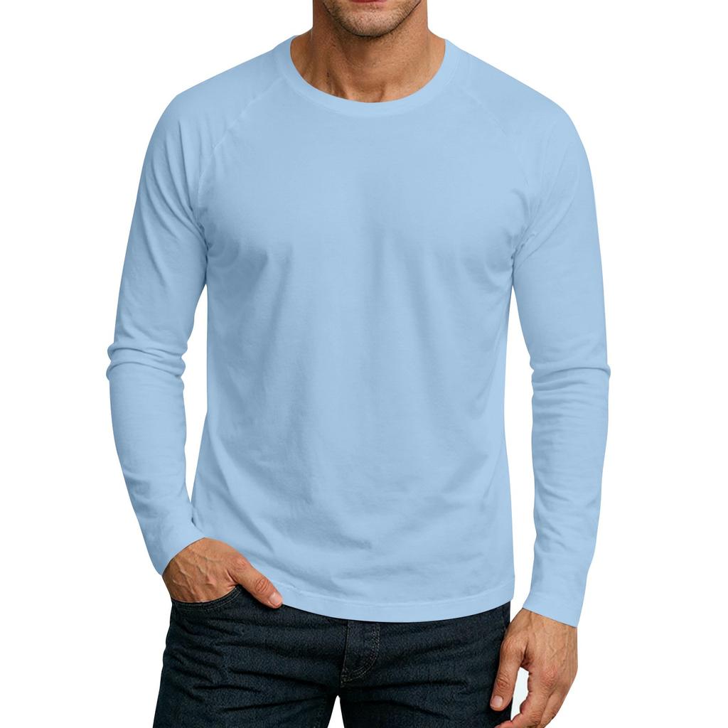 Men's Round Neck Plunger Long Sleeve T-Shirt Top