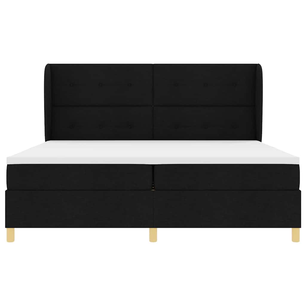 Boxspring Bed with Headboard Black 200 X 200 Cm Fabric