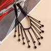 French Black Crystal Gothic Feng Shui Drip Tassel Necklace