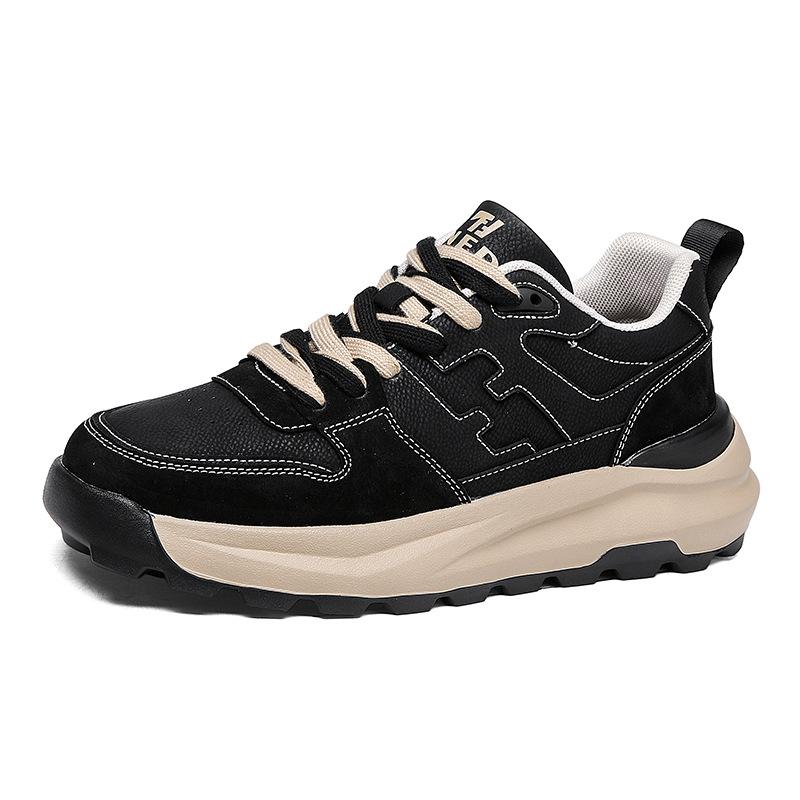 High-quality four-season velvet warm cotton shoes, leather soft-soled outdoor running shoes, thick-soled casual sports trendy shoes