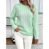 Elegant Ladies Solid Color Sweater Soft Round Neck Pullover Comfortable Fitted Durable Versatile Fashion Casual and Formal Wear