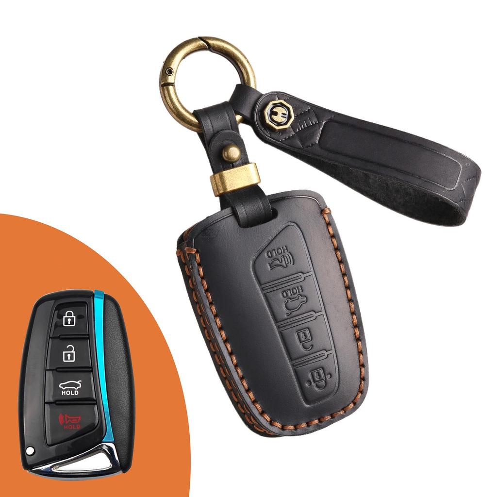 Moderne IX45 Handgefertigte Schlüsselhülle aus Rindsleder - Kreative Schutzhülle mit Schnalle