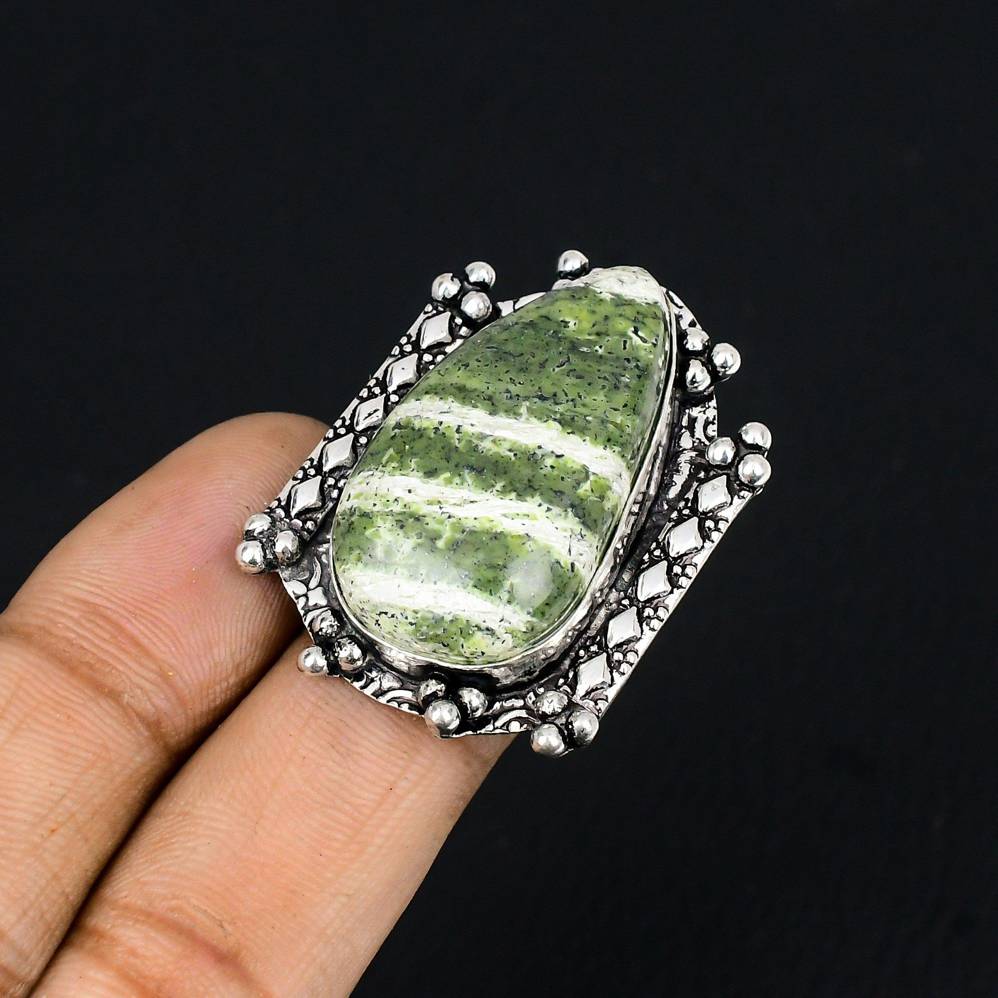 

Sterling Silver Natural Green Swiss Opal Stackable Promise Ring Jewelry Size 6.5 6.5