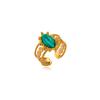 Exotic retro engraved open ring, niche inlaid with various colors of spar, holiday commuting atmosphere, adjustable ring