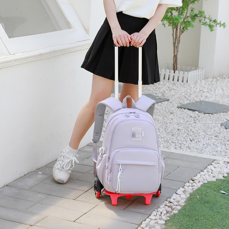 Children Rolling Backpacks School Bags for Girls Trolley Backpack with Wheels Waterproof School Bag Student Wheeled Backpack