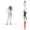 Smooth Touch Metallic Sexy Catsuit Jumpsuit With Double Zipper Closure For Parties