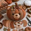 Materiales de Costura de Fieltro para Halloween Kit de Patchwork de Calabazas Animales, Kit para Hacer Animales de Peluche DIY Zorro Gato Búho, Manualidad Linda para Adultos, Set de Decoración Otoñal para el Hogar