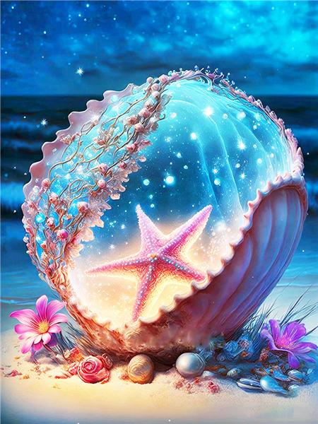 5D Diamond Embroidery Fantasy Shell Picture Rhinestones Painting Starfish Cross Stitch Mosaic Landscape Kit Child Gift
