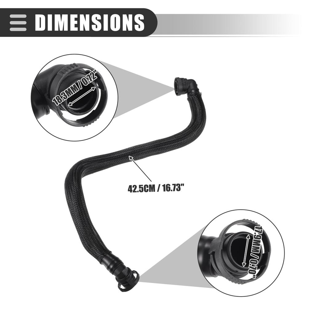 Motoforti Crankcase Vent Hose Tube, PC-V Valve Hose for Mini Cooper 1.6L 2007-2012, Plastic, Part Numbers 11157605186/11157565449, Black