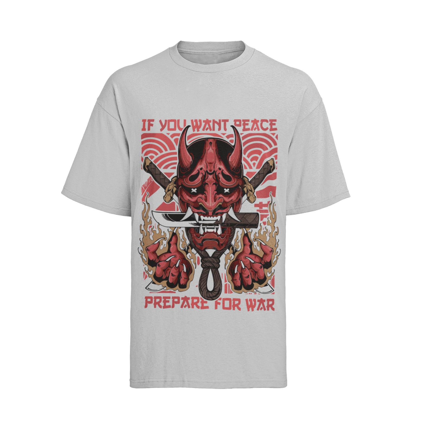 Oni Mask Samurai Fire Anime T-Shirt Mens Womens Tees Top Mens S-XXXL 2XL