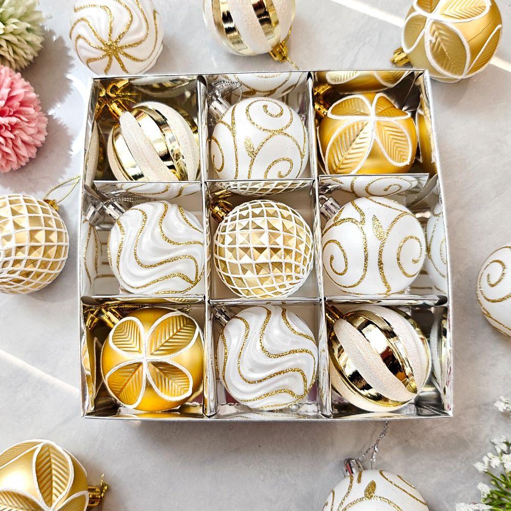 9Pcs/set Plastic Christmas Ball Ornament Christmas Ball Decorations Christmas Party Decoration