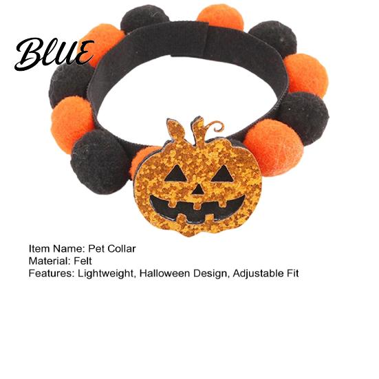 Pom-pom Pet Collar Halloween Cat Collar Adjustable Cute Pumpkin Bat Witch Dog Orange And Black Pom-poms for Cats Dogs Themed Accessories