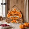 Indoor Outdoor Holiday Sign Thanksgiving Front Door Hanging Sign, Pumpkin Turkey Pattern Hanger, Autumn Ornament Harvest Wall for Farmhouse Porch Home