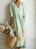 New women's long-sleeved digital printing round neck casual medium and long dress
