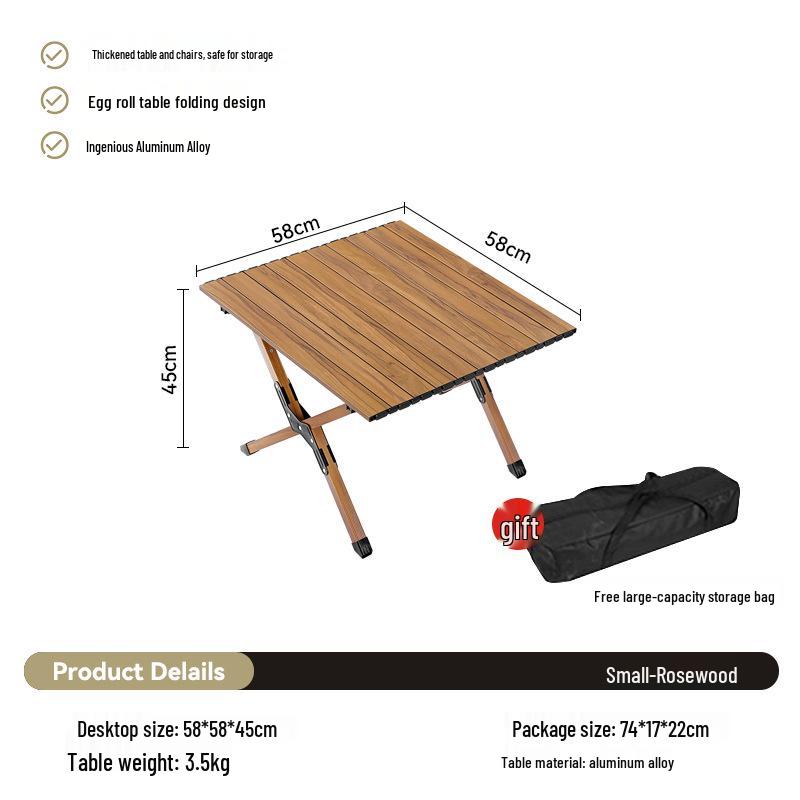 Carbon Steel Camping Folding Table & Kermit Chair Set - Metal Outdoor Roll-up