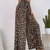 Summer Temperament Leopard Print Casual Pants with Women's Print Elastic Waistband Sagging Feelin Wide Leg Pants