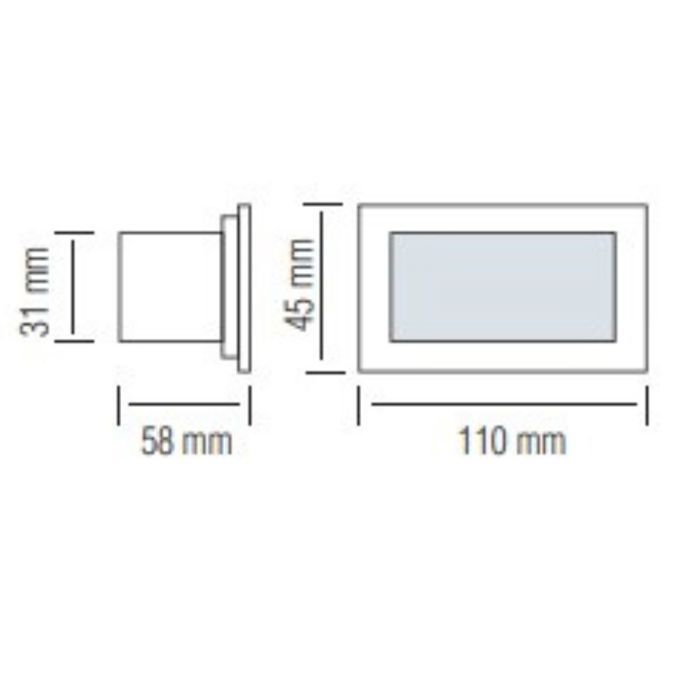 Applique murale LED - Non spécifié - Rectangulaire - 1.2W - IP54 - Aluminium, Acier inoxydable