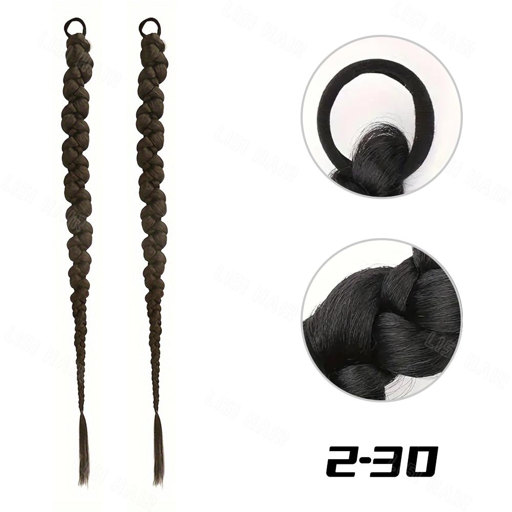 MERISIHAIR 2 stk Syntetisk Lang Flettet Hestehale Med Elastisk Hårstrikk Spiralflettet Hestehale Hår For Kvinners Bruk