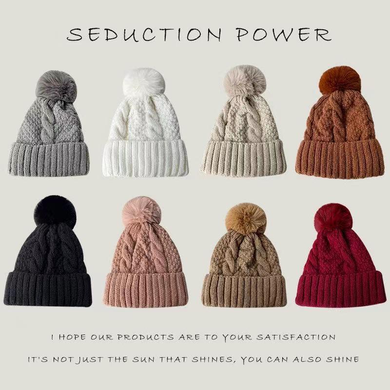 Children's Winter Wool Hat: Large Brim, Solid Color, Warm, Plus Velvet, European & American Style