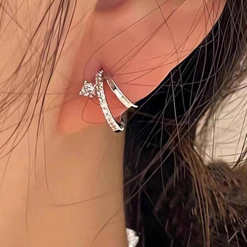 New Fashion Sparkling Inlaid Zirconia Geometric Women S Earrings Delicate Luxury Wedding Banquet Jewelry Accessories